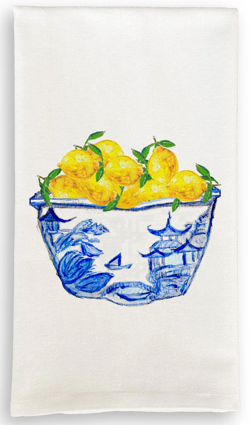 Blue & White Bowl with Lemons Tea Towel