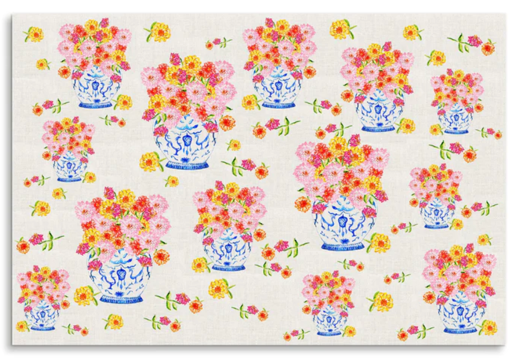 Ginger Jar with Zinnias Paper Placemats