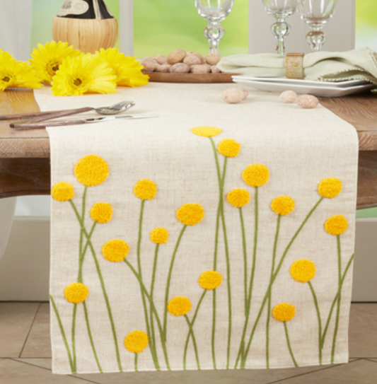 Embroidered Flowers Runner