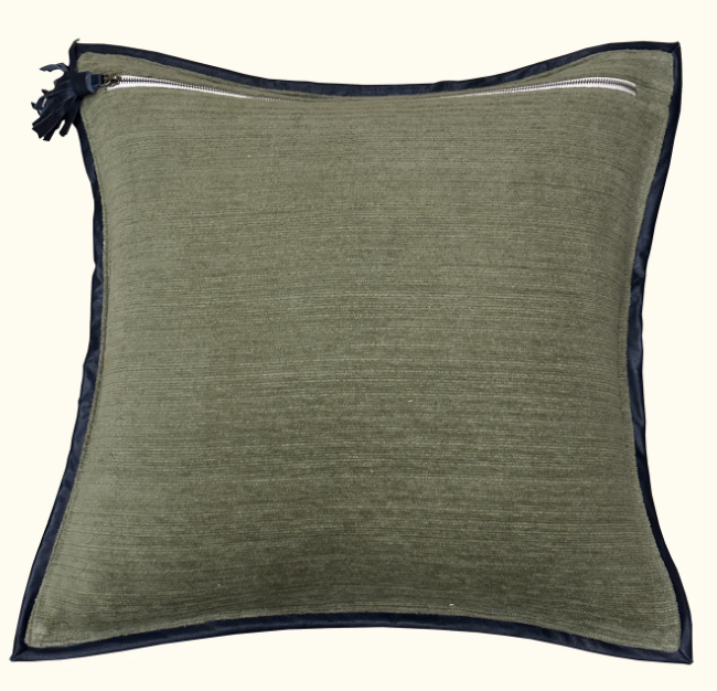Leather Frame Sage Pillow