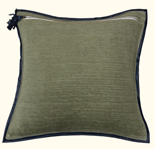 Leather Frame Sage Pillow