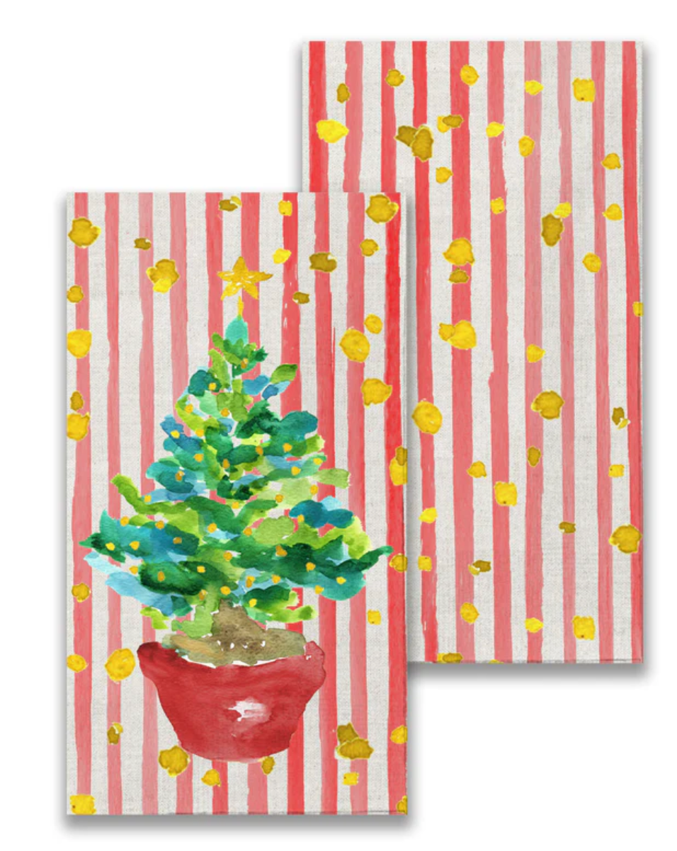 Red Potted Christmas Tree Paper Guest Towel