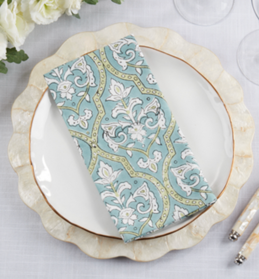 Aqua Block Print Napkin