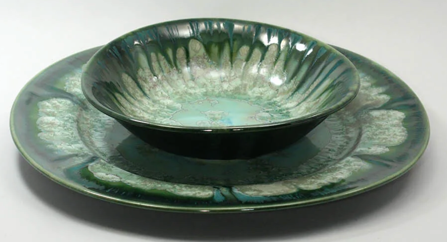 Round Charger: Mint and Charcoal