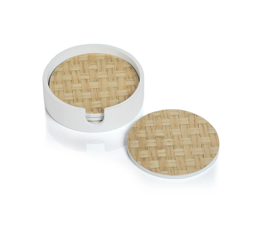 Round Coaster Set in White Tray