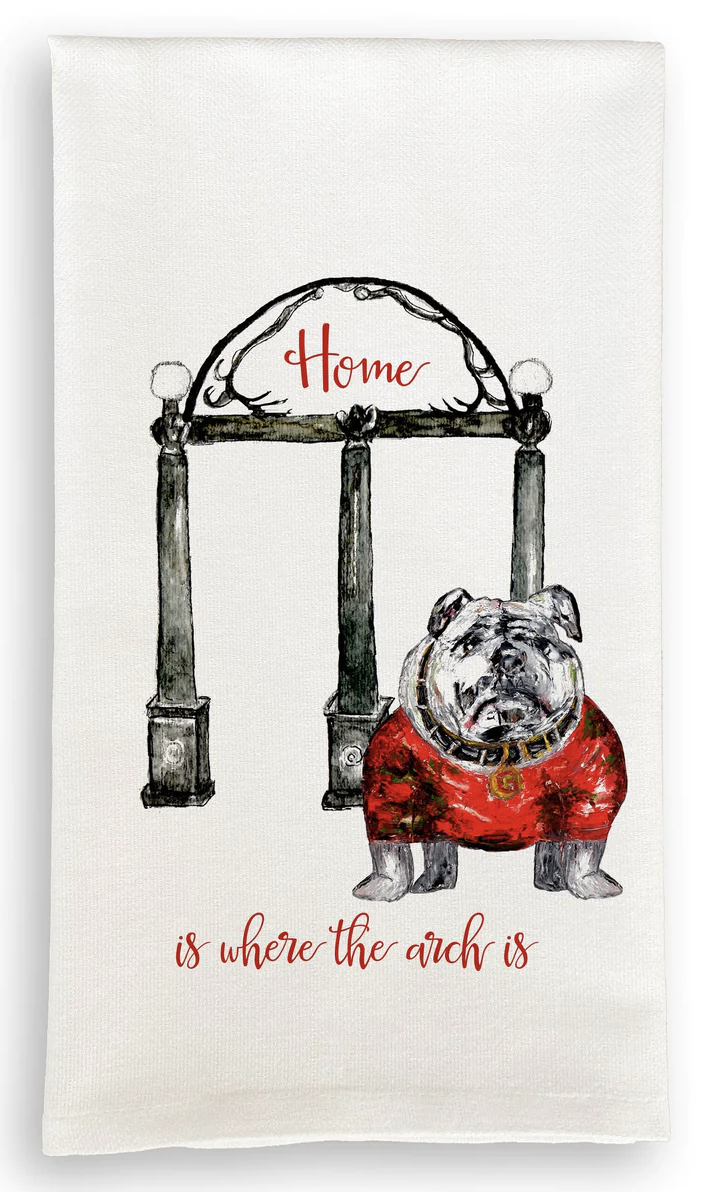 Bulldog with Arches Tea Towel