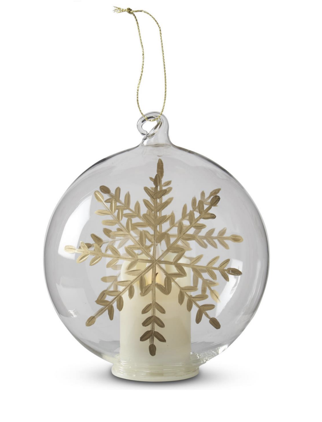 Clear Glass Gold Gilded Etched Snowflake Ornament