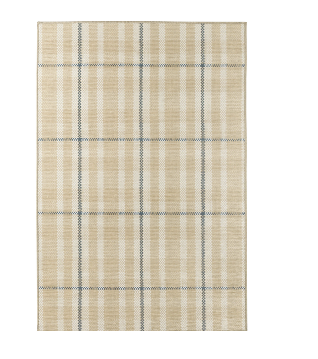 Khaki Plaid Washable Rug