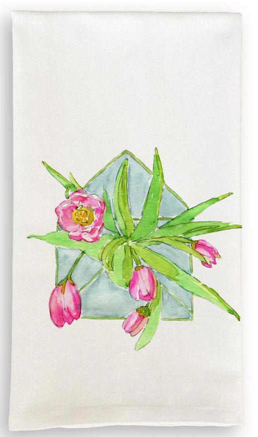 Envelope with Tulips Tea Towel