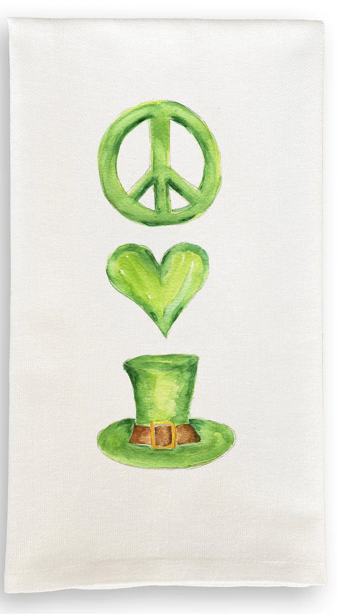 Peace Love St Paddy's Tea Towel