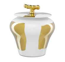 Load image into Gallery viewer, Brill White &amp; Gold Jar
