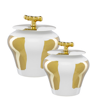 Load image into Gallery viewer, Brill White &amp; Gold Jar
