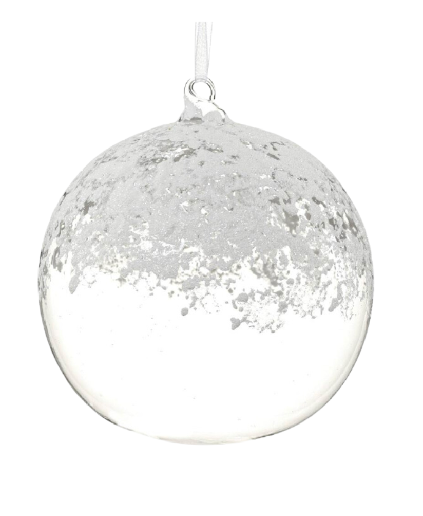 Snowed Glitter Glass Ball Ornament