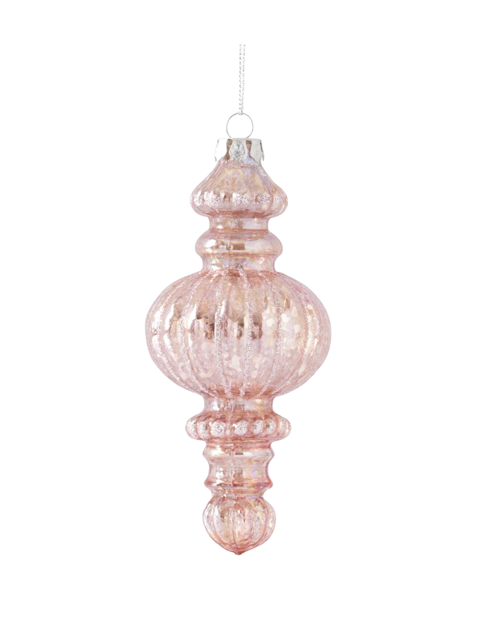 Glittered Pink Finial Ornaments