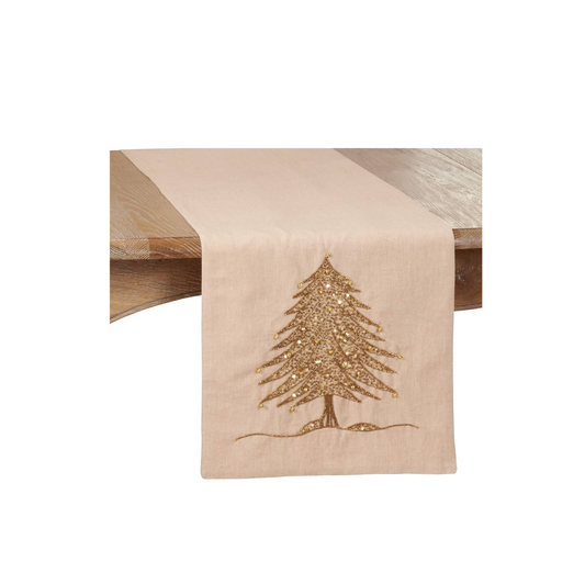 Cotton Bead Christmas Tree Table Runner