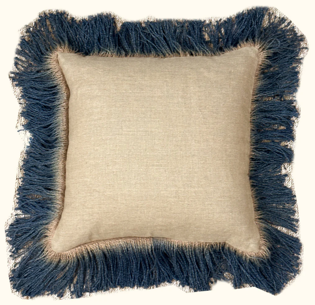 Jute Fringe Lapis Pillow