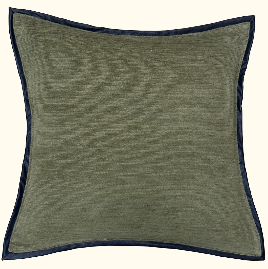 Leather Frame Sage Pillow