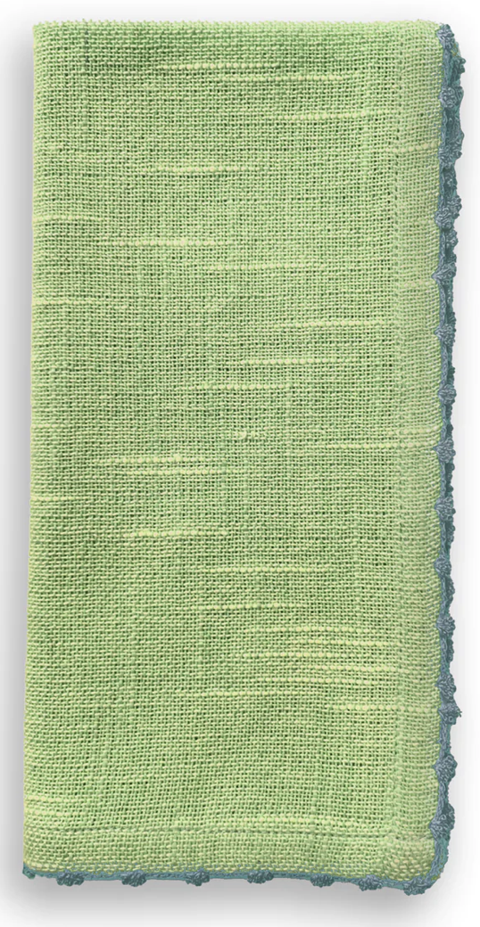 Knotted Edge Green Cotton Napkin