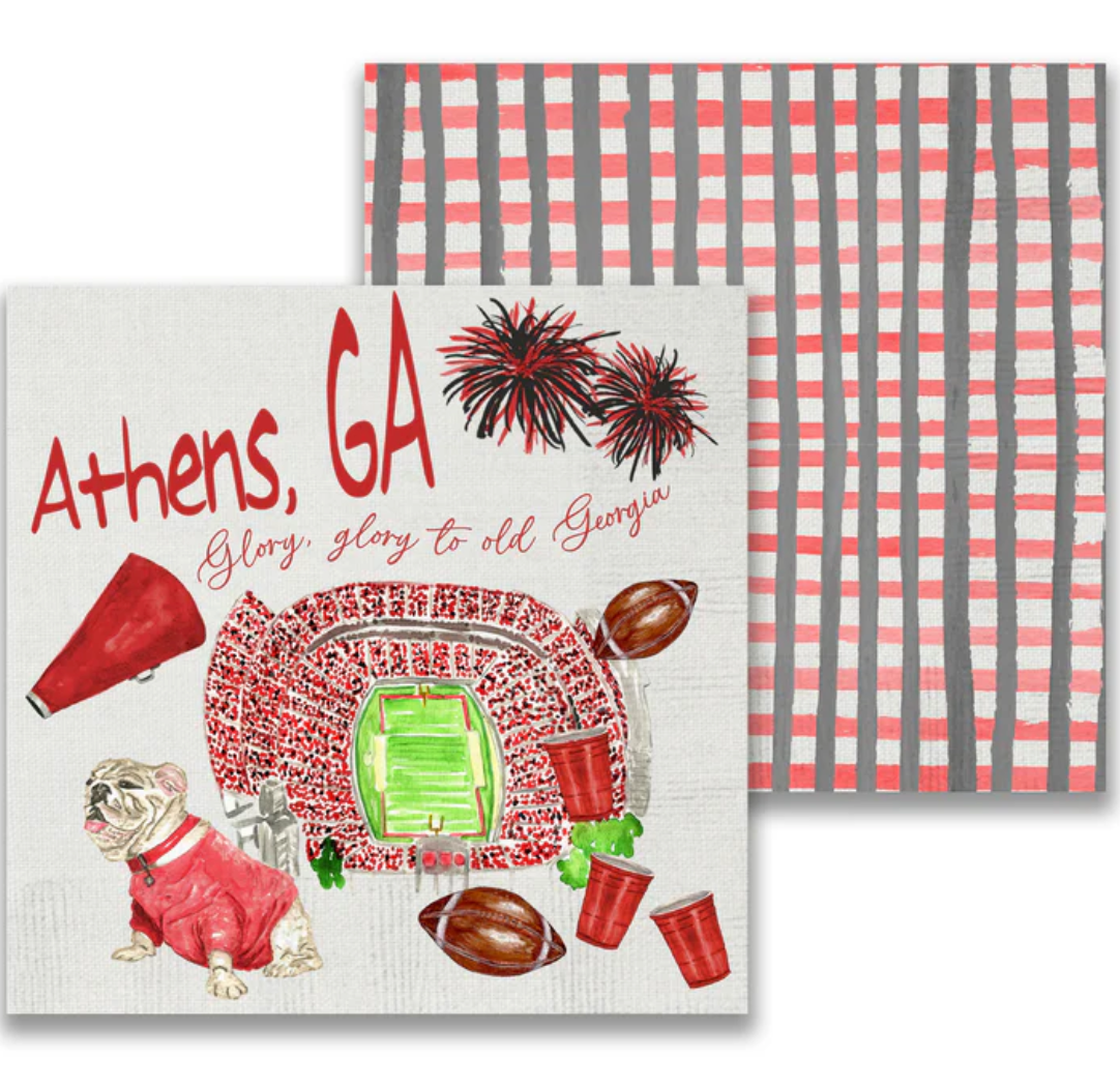 Georgia Football Pattern Cocktail Napkin