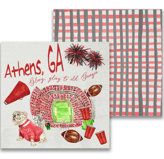 Georgia Football Pattern Cocktail Napkin