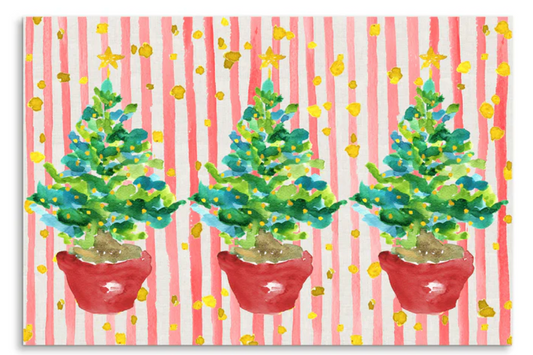 Red Potted Christmas Tree with Lights Paper Placemat