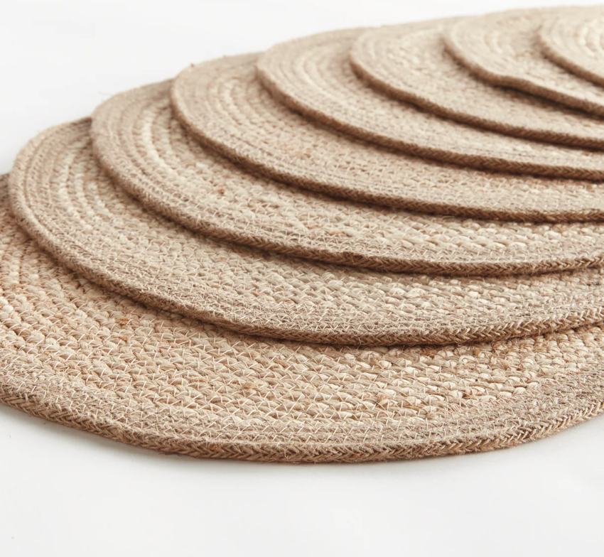 Jute Coil Round Placemats - Taupe