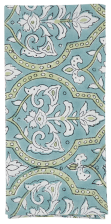 Aqua Block Print Napkin