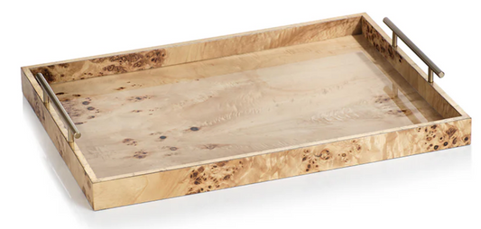 Leiden Burl Wood Design Rectangular Tray