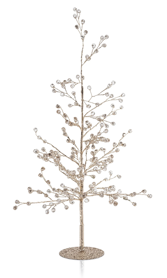 Beaded Glass Berry Tree - Clear and Gold