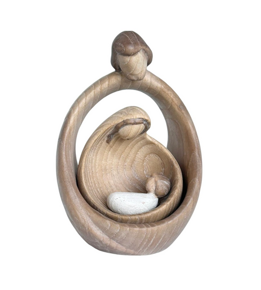Carved Modern Style Holy Family Nativity