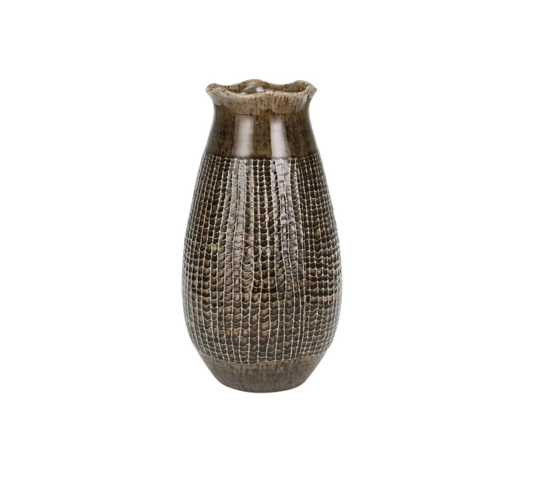 Green Burlap Vase