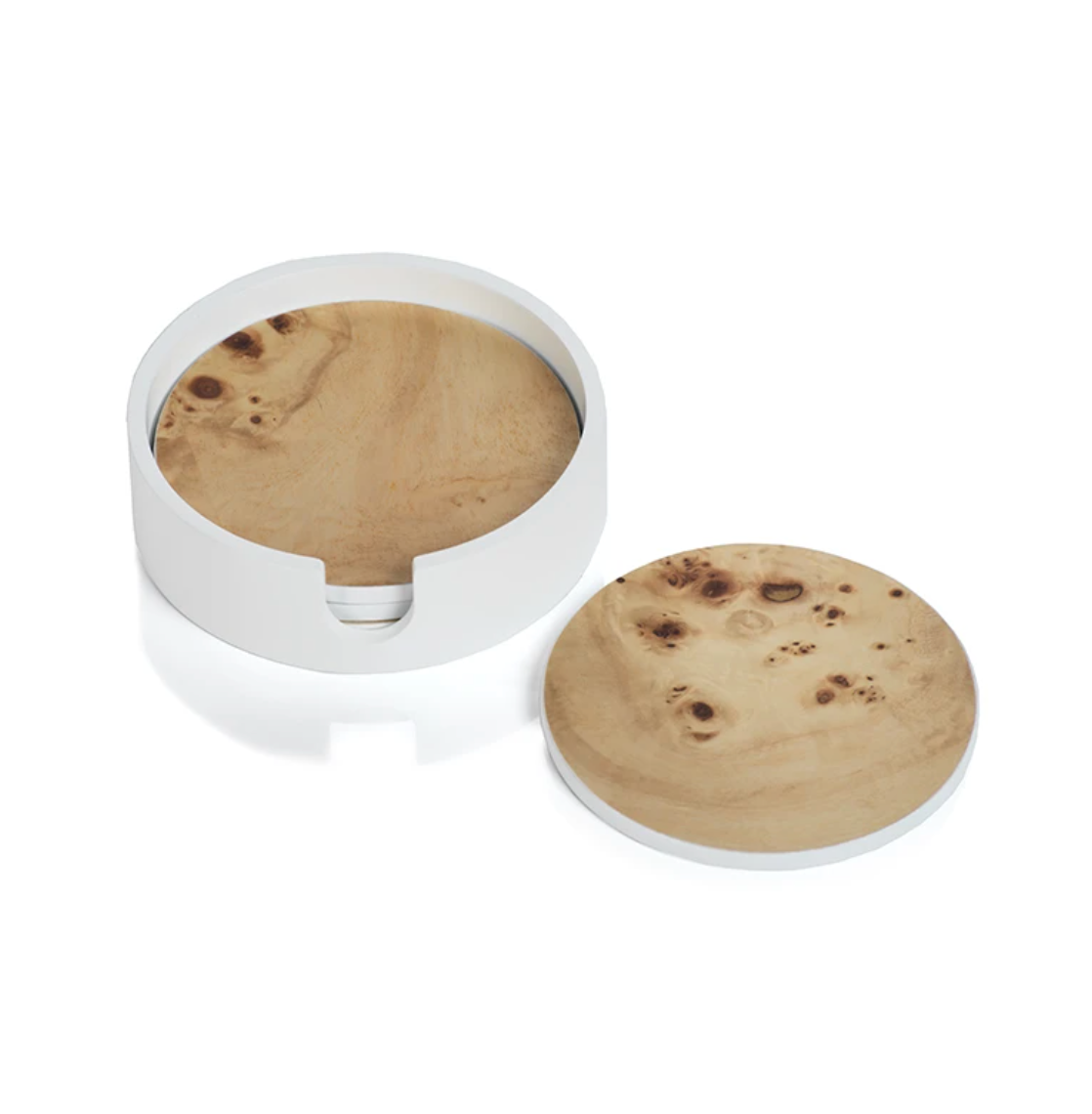 Round Coaster Set in White Tray