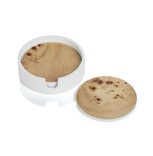 Round Coaster Set in White Tray