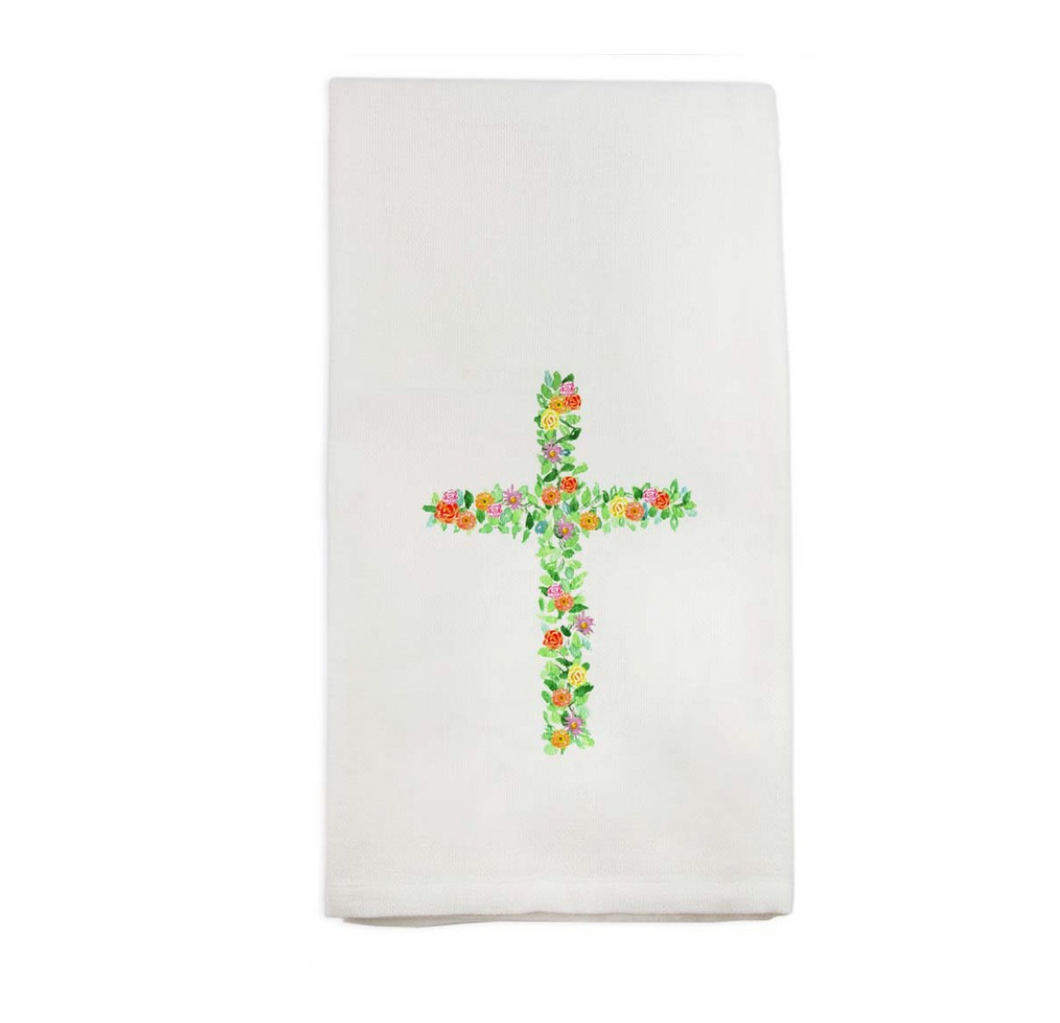 Floral Cross Tea Towel