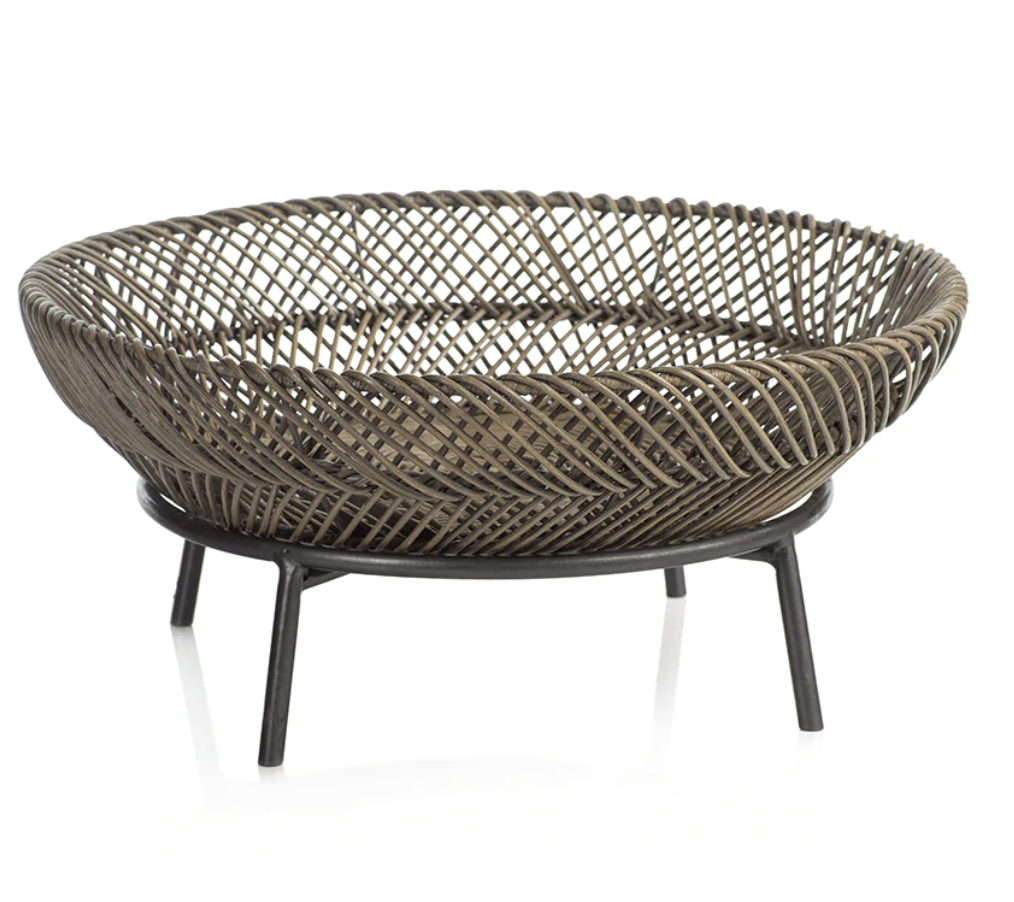 Monteverde Rattan Tray on Metal Stand