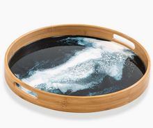 Load image into Gallery viewer, Round Bamboo Resin Serving Tray

